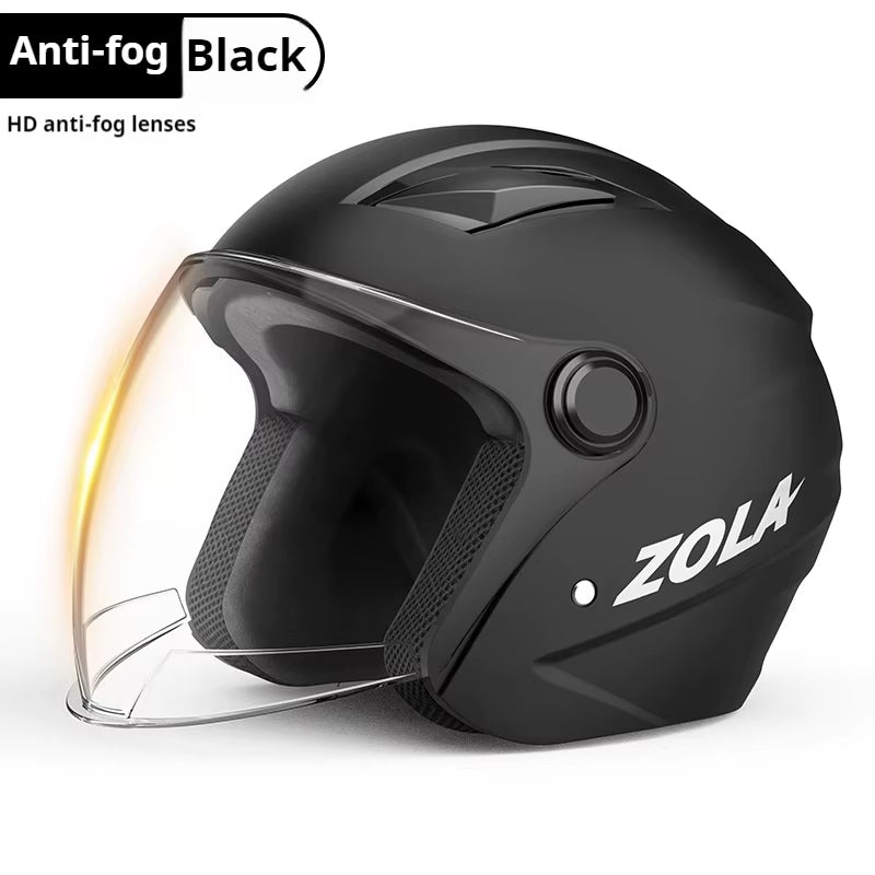 National Standard Electric Bike Helmet Anti-Fog Warm Boy Electric Scooter Korean Locomotive Style Double Lenses Rid Full Helmet