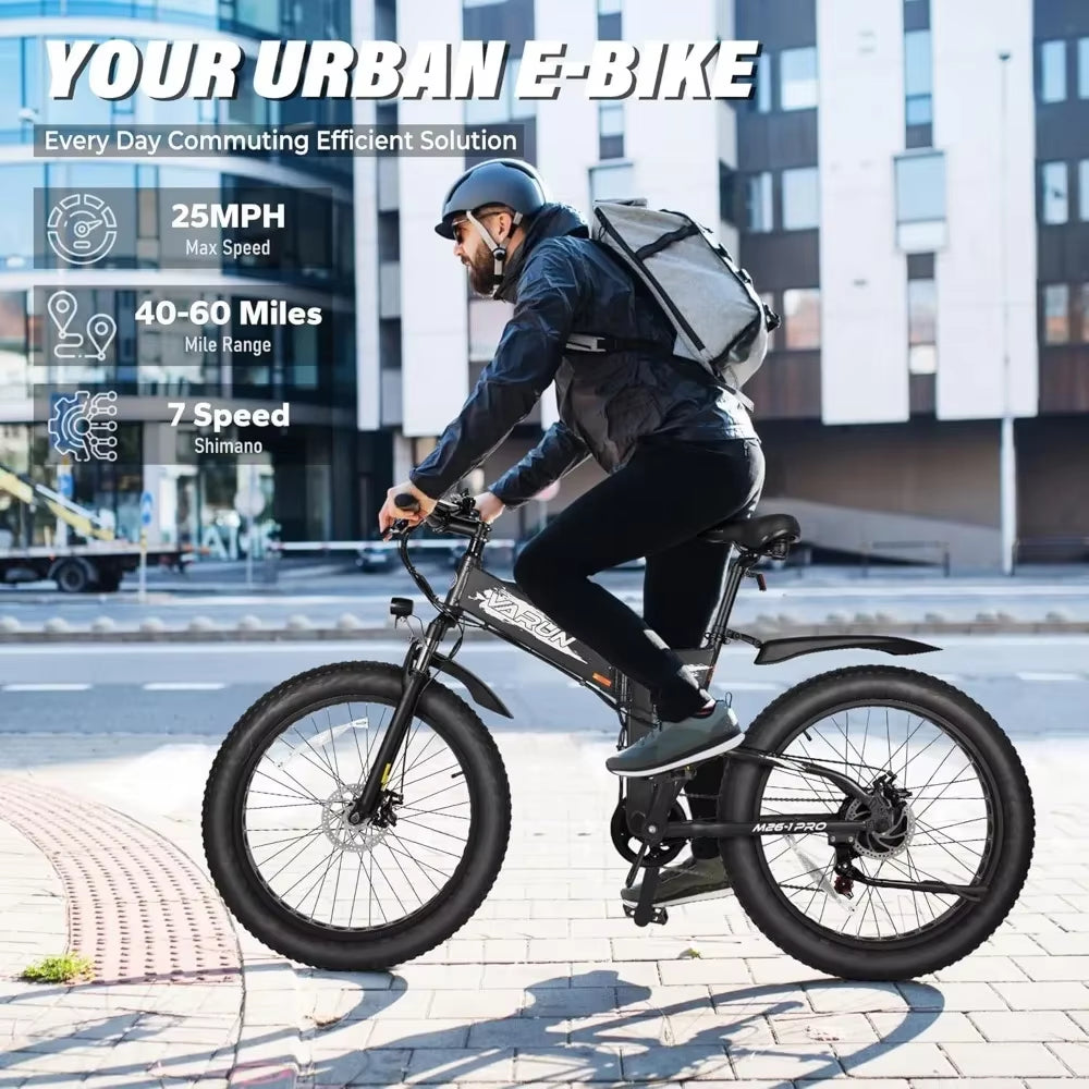 Electric Bike - Peak 750W Folding with 48V Anti-Theft Battery - Full Suspension Ebike for All Terrains up to 25+MPH, 60+ Miles