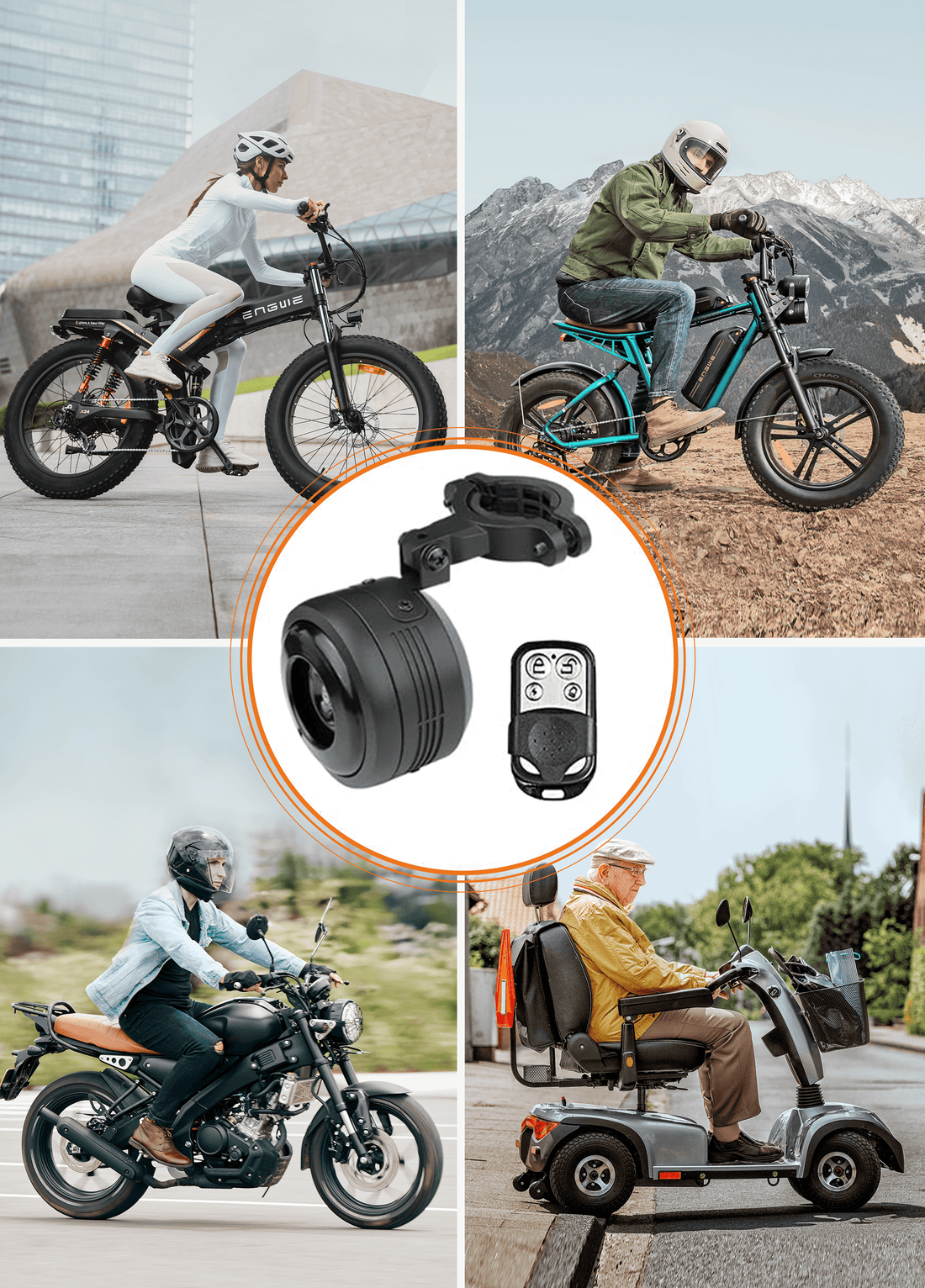 Anti-theft alarm for e-bike | Motion sensor bike alarm | Loud e-bike alarm | Waterproof anti-theft alarm | Electric bike security system | E-bike theft protection | Remote control bike alarm | USB rechargeable bike alarm