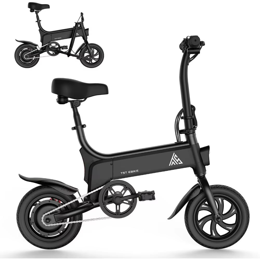 Folding Electric Bike, Electric Bicycle 450W Peak Motor, Ebike 16Mph,Up to 15 Miles, 12" Pneumatic Tires for Better Driving