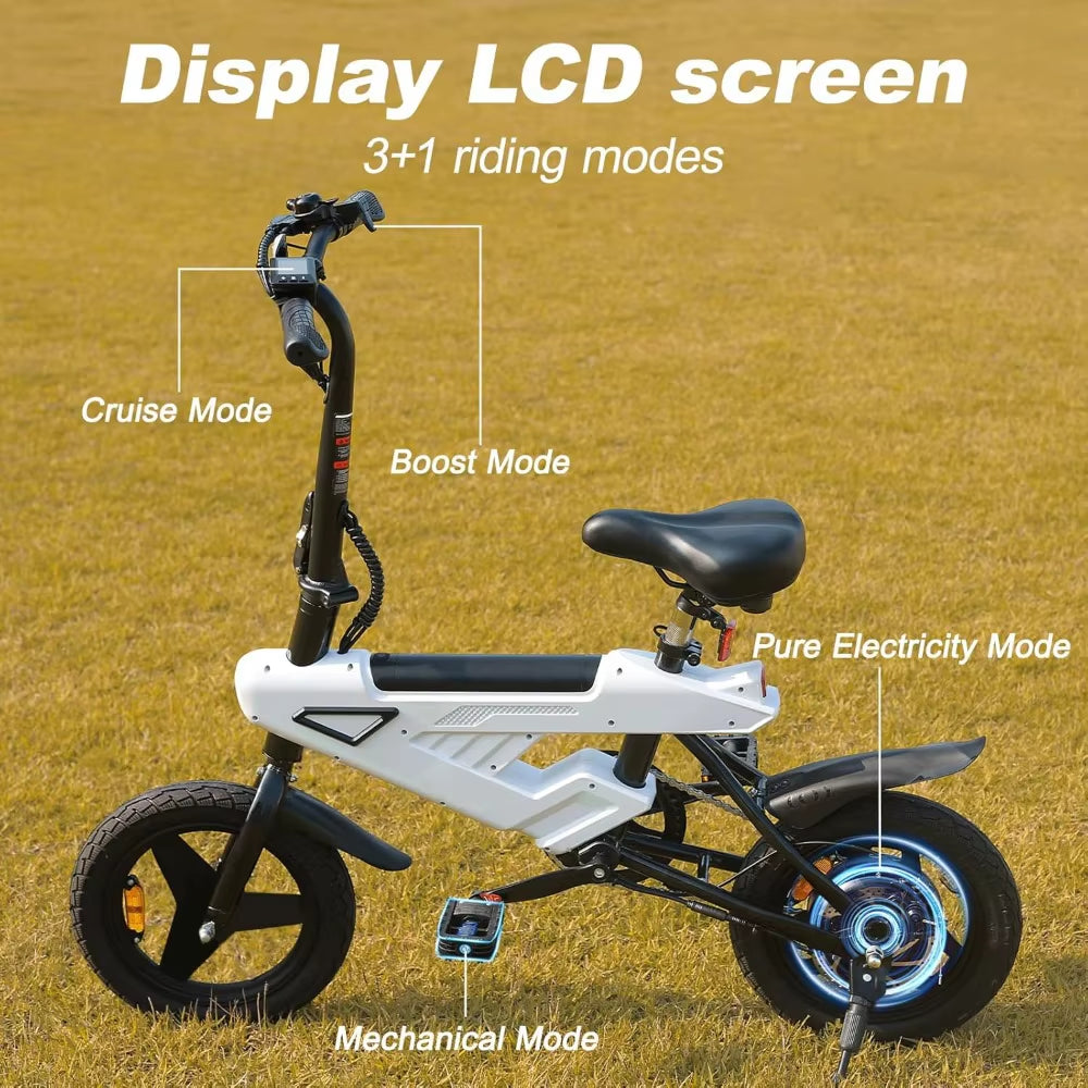 Electric Bike for Adults 500W Peak Motor, 20 Mph Folding Ebike, 14'' Adults Electric Bike with Removable Fast-Charging Battery