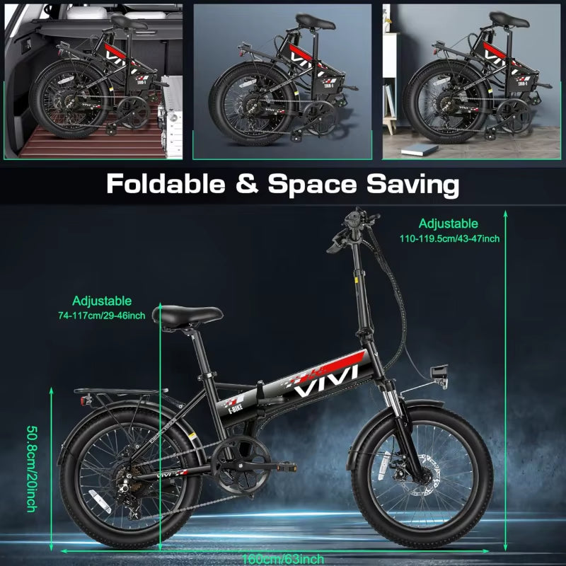 Q , 20" Folding Bike Peak 750W Ebikes for Adults, 21.7MPH Foldable Ebike Electric Bicycle with 48V Remo