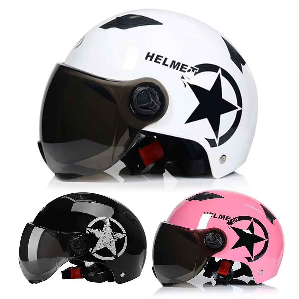 Classic Motorcycle Helmet Electric Motor Car Scooter Bike Open Face Half Helmet for Men Women Anti-Uv Safety Ultralight Helmet