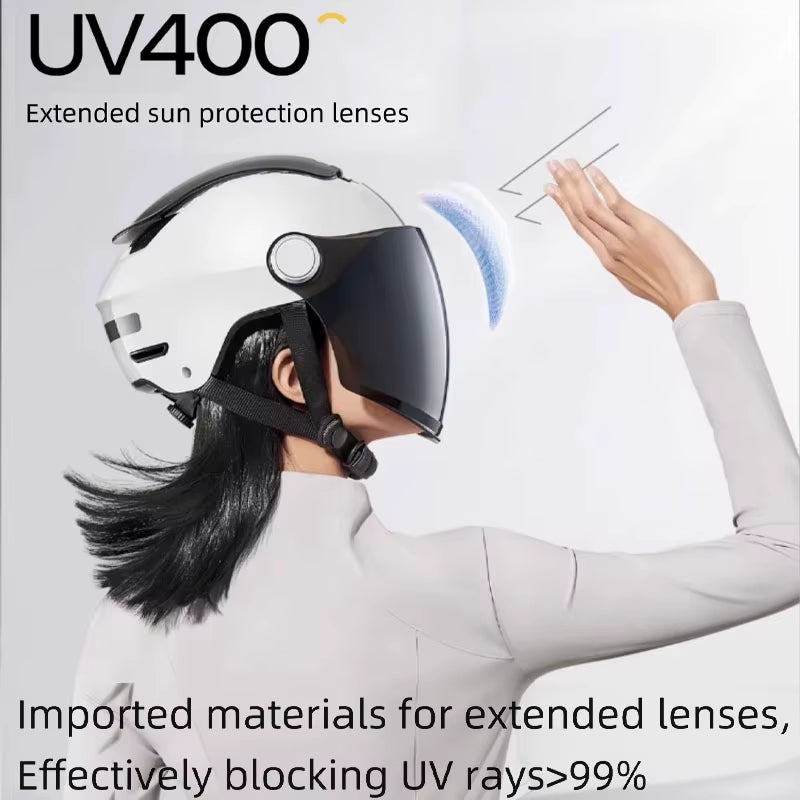 Electric Bike Helmet Summer Breathable Electric Motorcycle Open Face Helmet Men Women Dual Lenses Jet Scooter Half Helmets