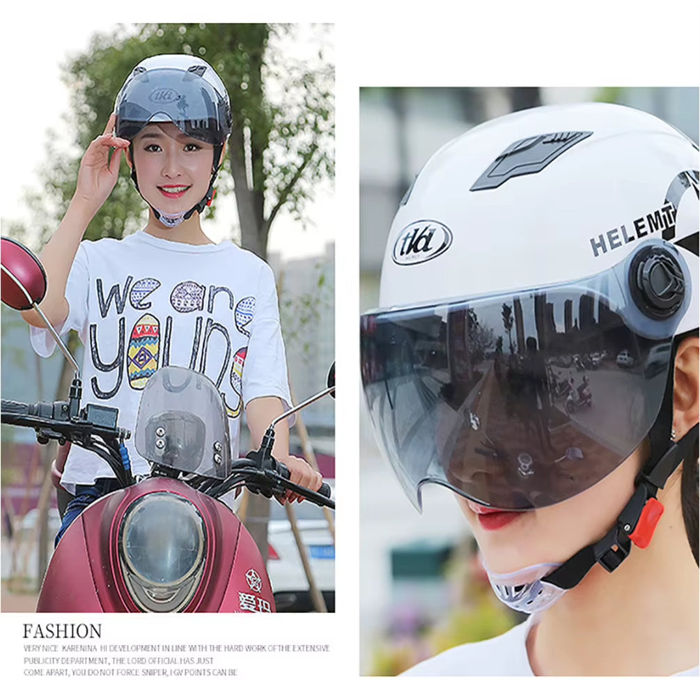 Classic Motorcycle Helmet Electric Motor Car Scooter Bike Open Face Half Helmet for Men Women Anti-Uv Safety Ultralight Helmet