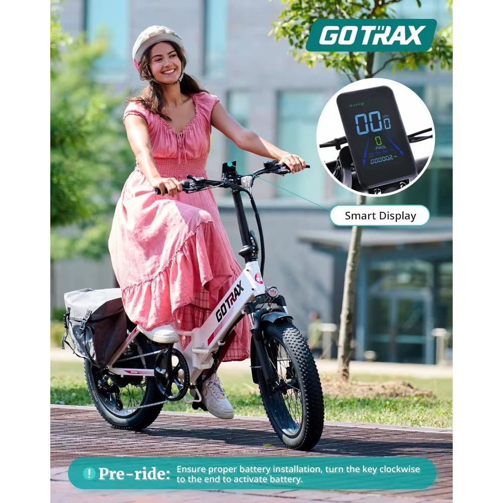 Folding Electric Bike with 55 Miles (Pedal-Assist1) by 48V Battery, 20Mph Power by 500W, LCD Display and 5 Pedal-Assist Levels