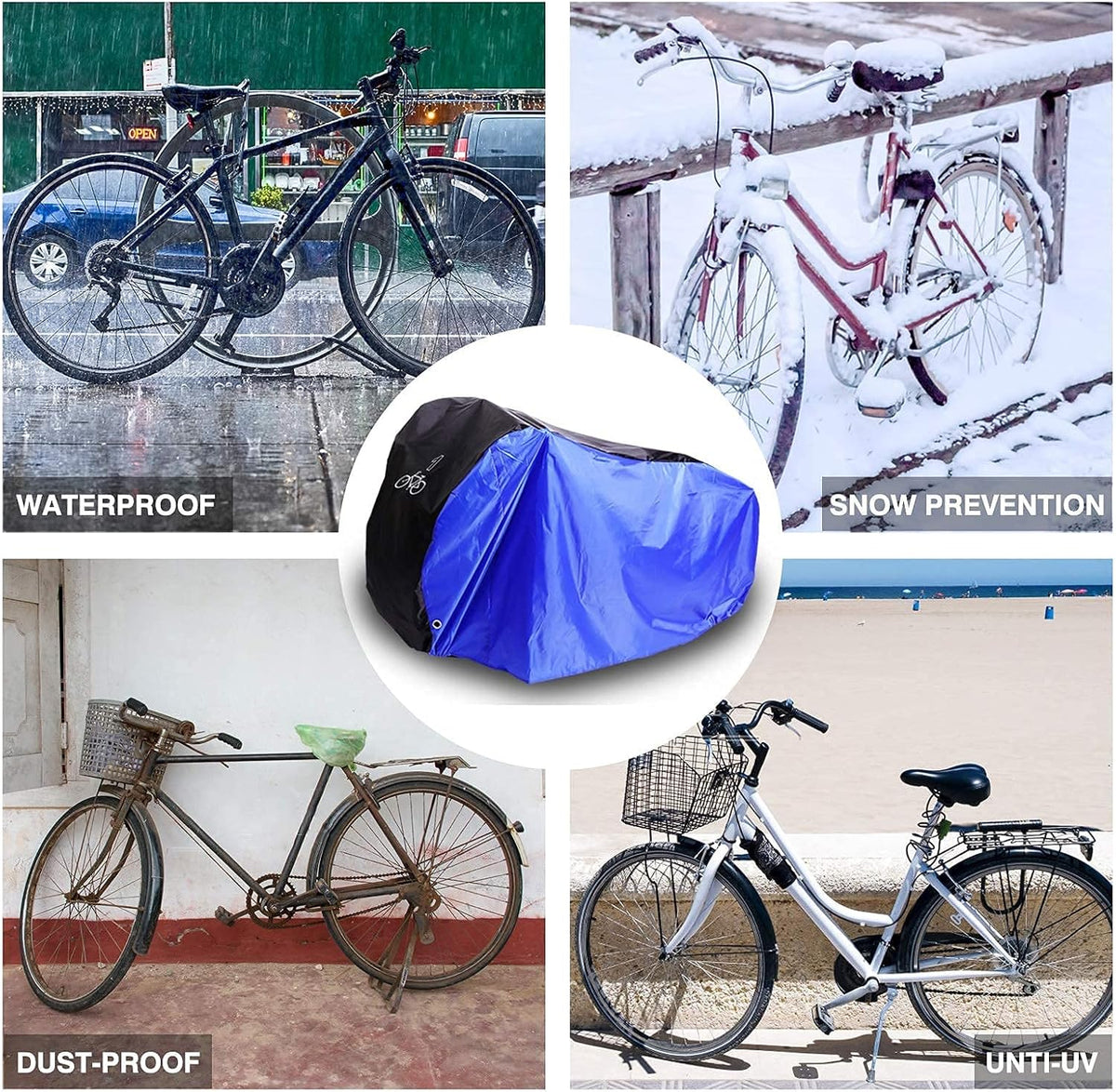 Bike Cover for 1 Bike Outdoor Storage Waterproof Bicycle Cover with Lock Hole Buckle Strap, Rain Sun UV Dust Wind Proof for Exercise Bike Dirt Bike Mountain Road Electric Bike BMX