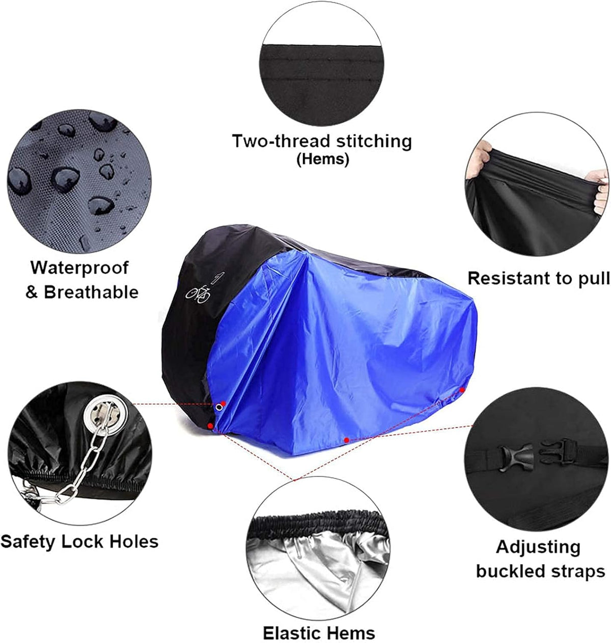 Bike Cover for 1 Bike Outdoor Storage Waterproof Bicycle Cover with Lock Hole Buckle Strap, Rain Sun UV Dust Wind Proof for Exercise Bike Dirt Bike Mountain Road Electric Bike BMX