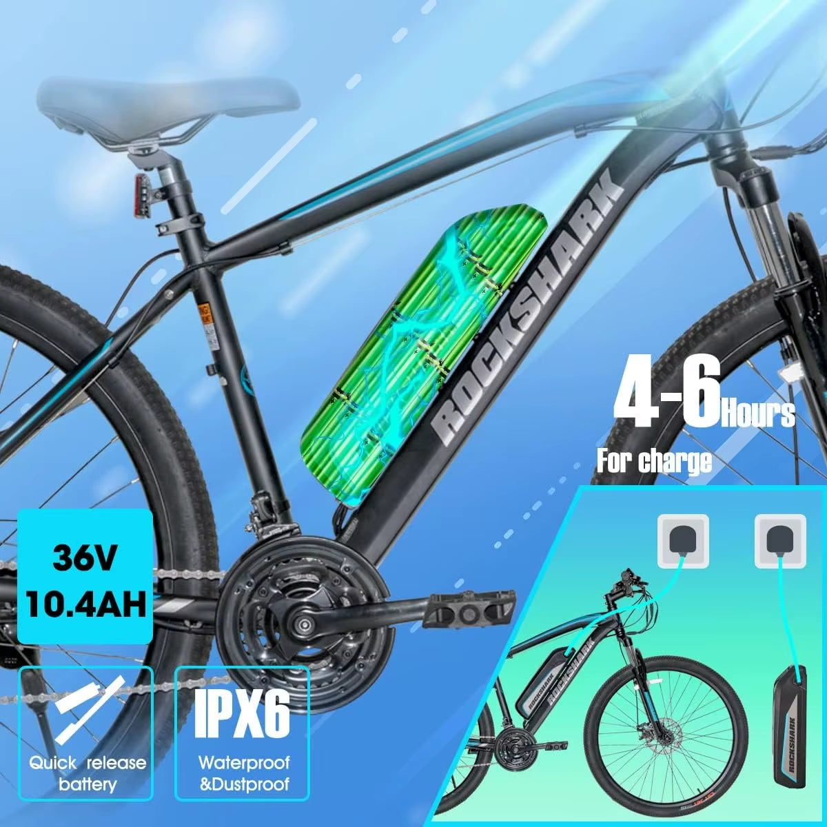 Electric Bike for Adults, 27.5 Inch Electric Mountain Bicycle with 10.4Ah Removable Battery 350W 36V Motor 21 Speeds 20MPH Ebike