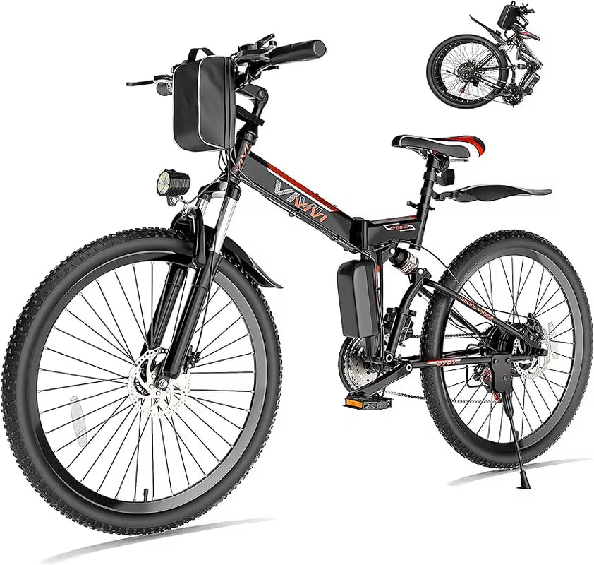 Qvivi for Adults 750W Peak Folding Mountain Bike 26'' Commuter Ebike 21.7MPH Adult Electric Bicycl