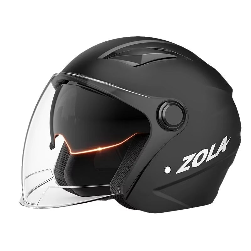 National Standard Electric Bike Helmet Anti-Fog Warm Boy Electric Scooter Korean Locomotive Style Double Lenses Rid Full Helmet