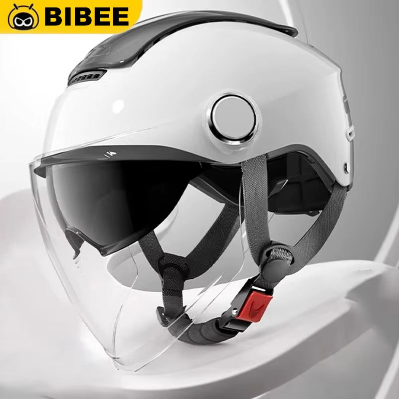 Electric Bike Helmet Summer Breathable Electric Motorcycle Open Face Helmet Men Women Dual Lenses Jet Scooter Half Helmets