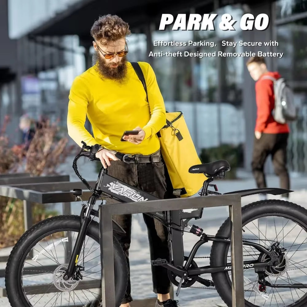 Electric Bike - Peak 750W Folding with 48V Anti-Theft Battery - Full Suspension Ebike for All Terrains up to 25+MPH, 60+ Miles