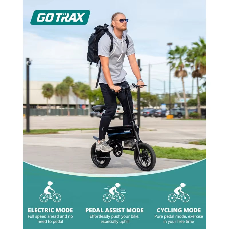 Qgotrax Nano 14" Electric , Range 25Miles(Pedal-Assist)&Max Speed 15.5Mph, 250W Folding E-Bike with Removable Bat