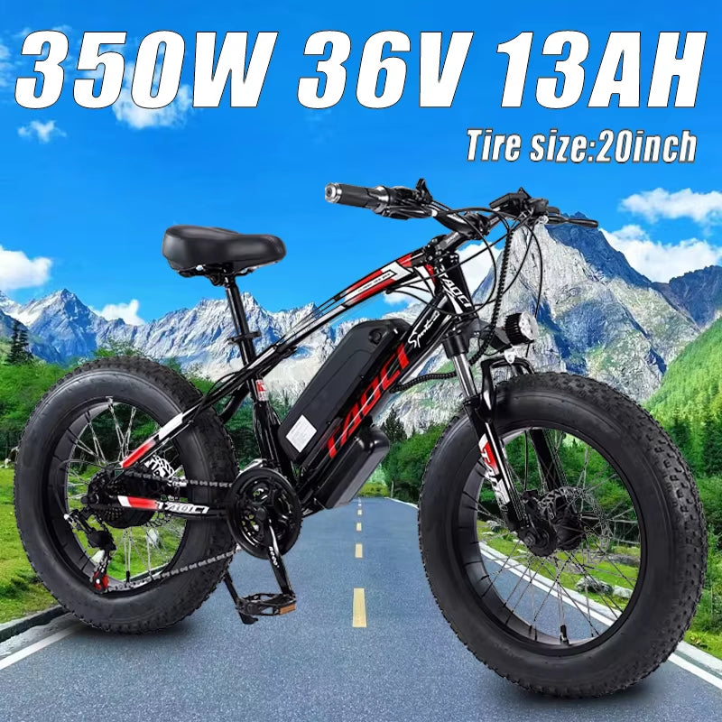 Electric Bicycle AKEZ Brushless Motor 36V13AH Lithium Battery Electric Bike 20Inch Fat Tire Adult Urban Commuting Electric Bike