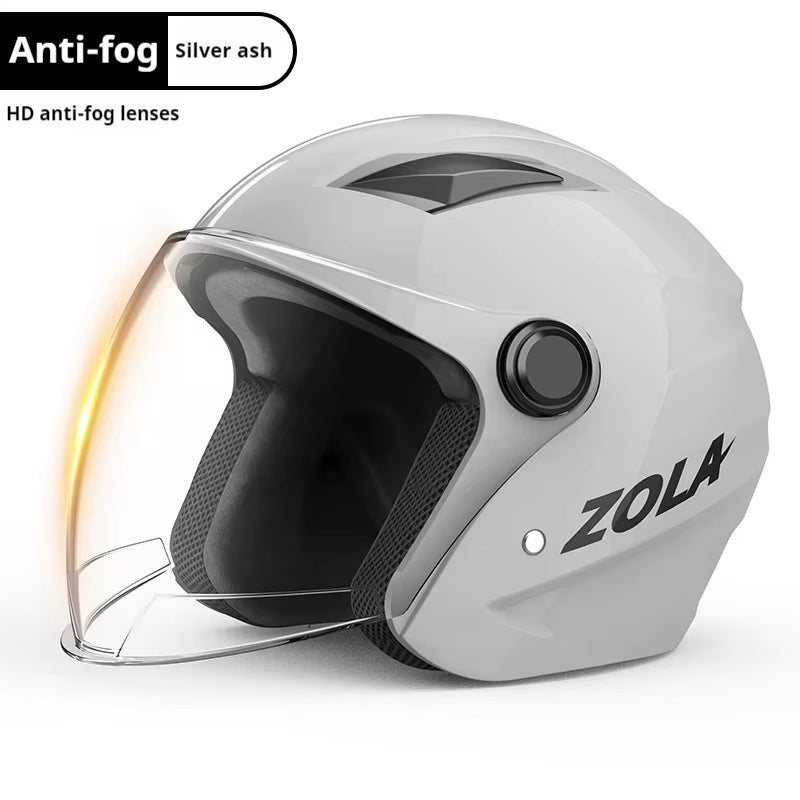 National Standard Electric Bike Helmet Anti-Fog Warm Boy Electric Scooter Korean Locomotive Style Double Lenses Rid Full Helmet