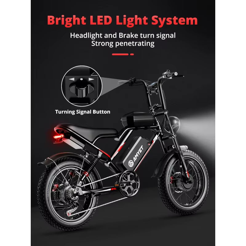 QS8 Peak 3000W Dual Motor AWD Bike for Adults 48V 25Ah Ebike 35MPH Electric Bicycles 75 Miles Max Range Hydraulic Disc