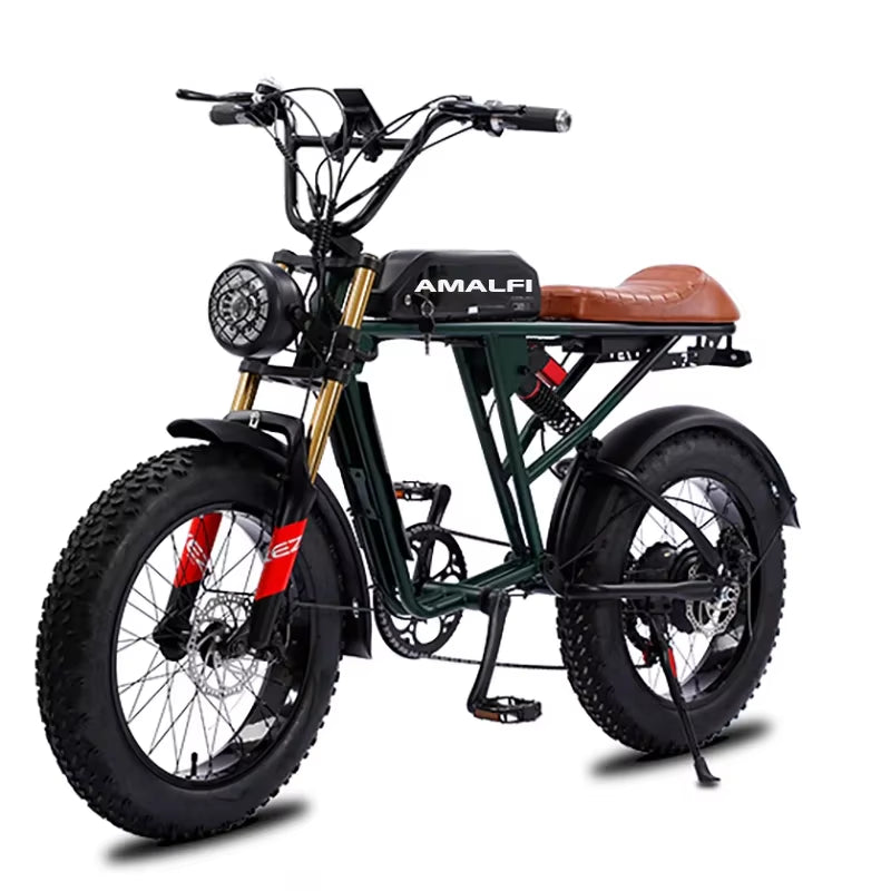 20 Inch Retro Two Wheel Electric Bike Soft Tail Double Snow Absorber Electric Bike on Thick Tires 26Ah48V1500W Ebike