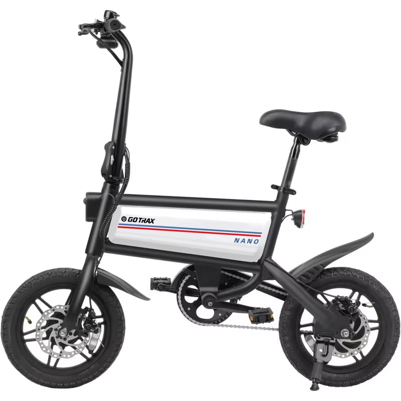 Qgotrax Nano 14" Electric , Range 25Miles(Pedal-Assist)&Max Speed 15.5Mph, 250W Folding E-Bike with Removable Bat