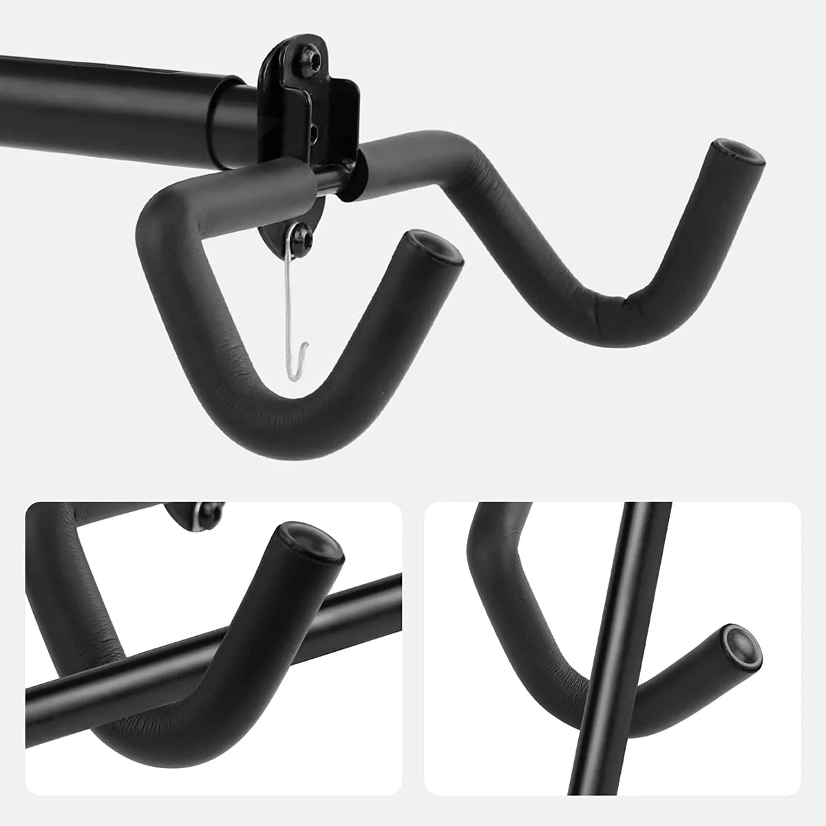 Bike Rack for Garage, Foldable Bicycle Storage Hooks Wall Mount Bike Hanger Holder for Hanging Mountain Road Bike BMX Kids Bike Children Bicycle with Helmet Hook, 2 Pack