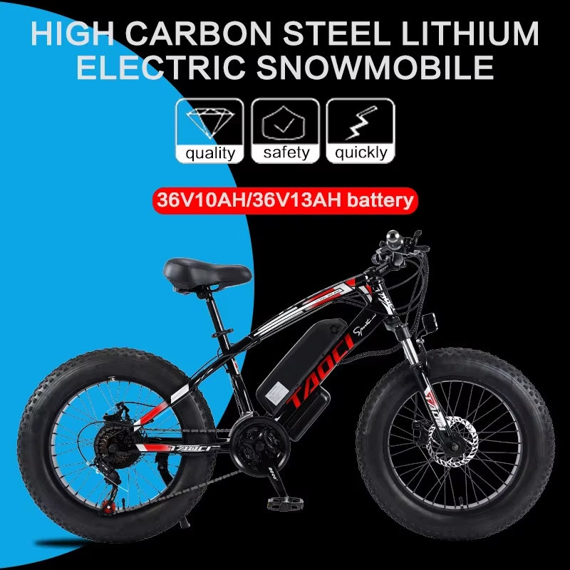 Electric Bicycle AKEZ Brushless Motor 36V13AH Lithium Battery Electric Bike 20Inch Fat Tire Adult Urban Commuting Electric Bike