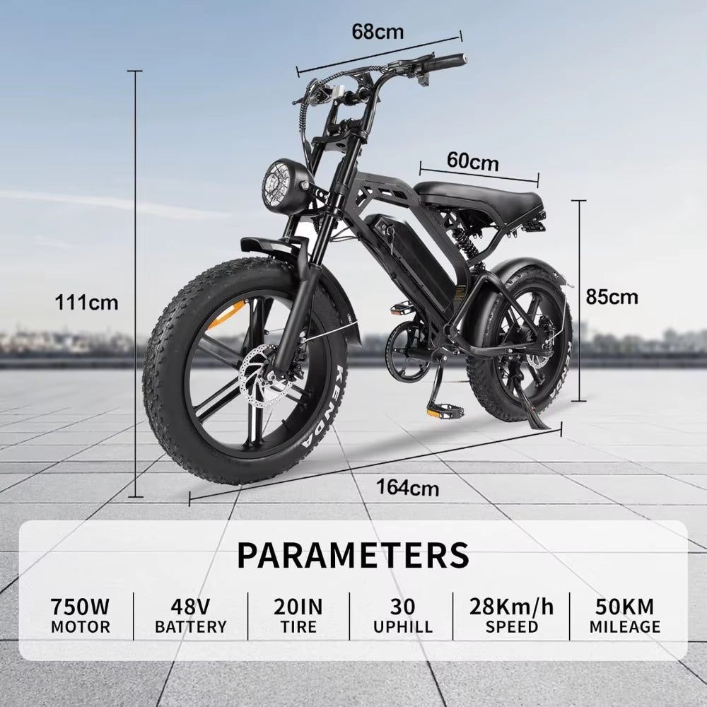 Electric Bike for Adults, 20 Inch Fat Tire Ebike with 1500W Brushless Motor, 48V 15.6/18.2Ah Removable Battery