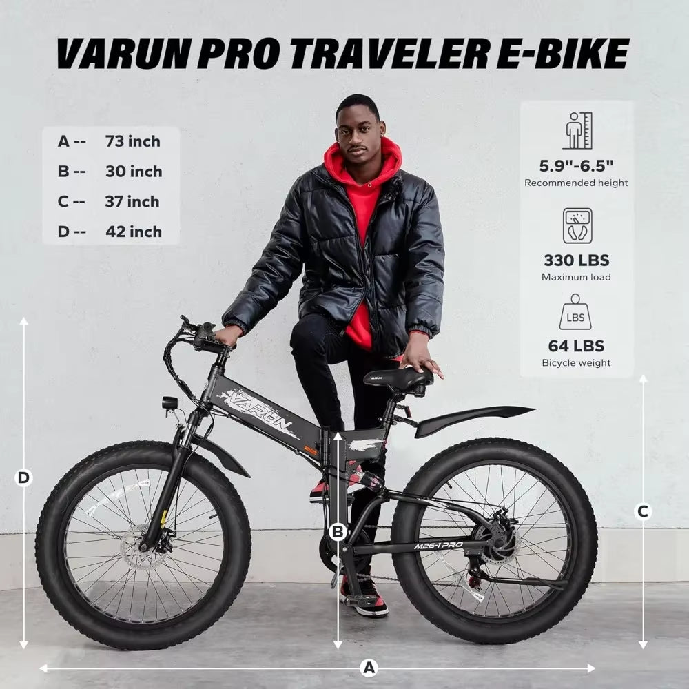 Electric Bike - Peak 750W Folding with 48V Anti-Theft Battery - Full Suspension Ebike for All Terrains up to 25+MPH, 60+ Miles