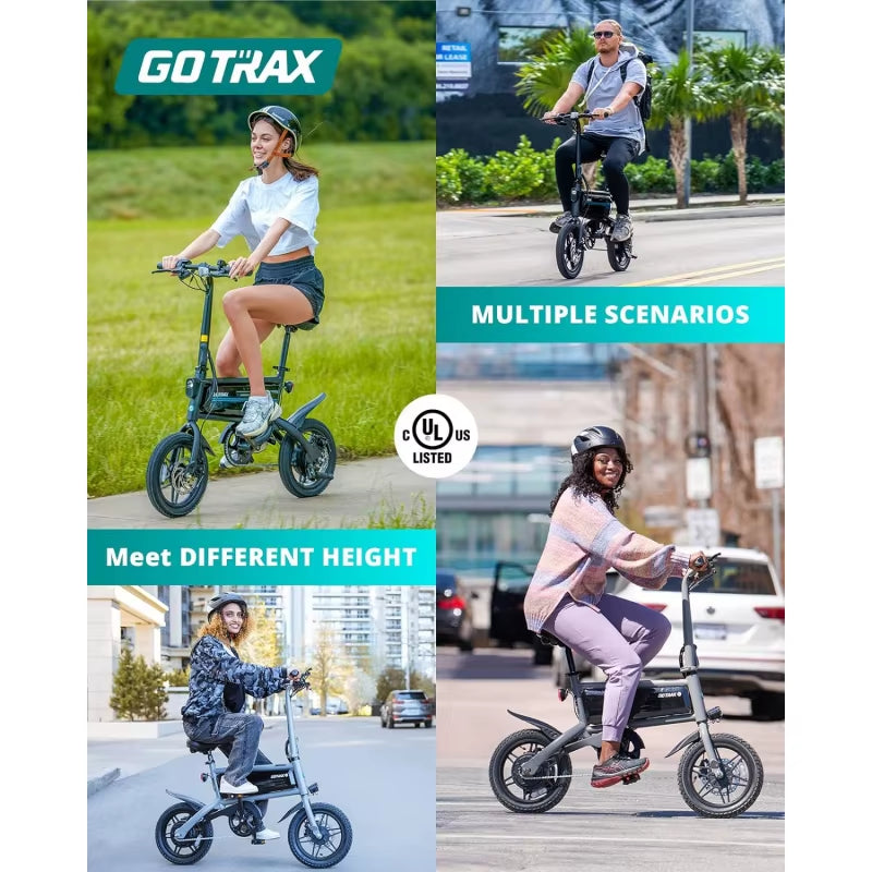 Qgotrax Nano 14" Electric , Range 25Miles(Pedal-Assist)&Max Speed 15.5Mph, 250W Folding E-Bike with Removable Bat