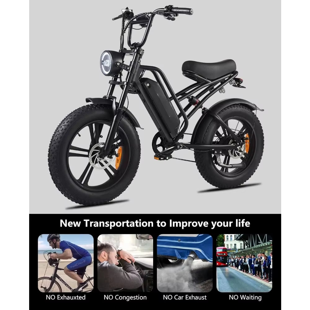 Electric Bike, 20" Ebike with 1500W Brushless Motor/ 48V 18Ah Removable Battery, up to 32MPH / 68 Miles, 7-Speed Transmission