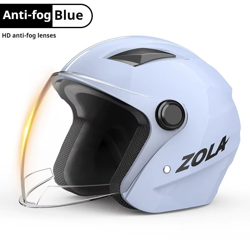 National Standard Electric Bike Helmet Anti-Fog Warm Boy Electric Scooter Korean Locomotive Style Double Lenses Rid Full Helmet