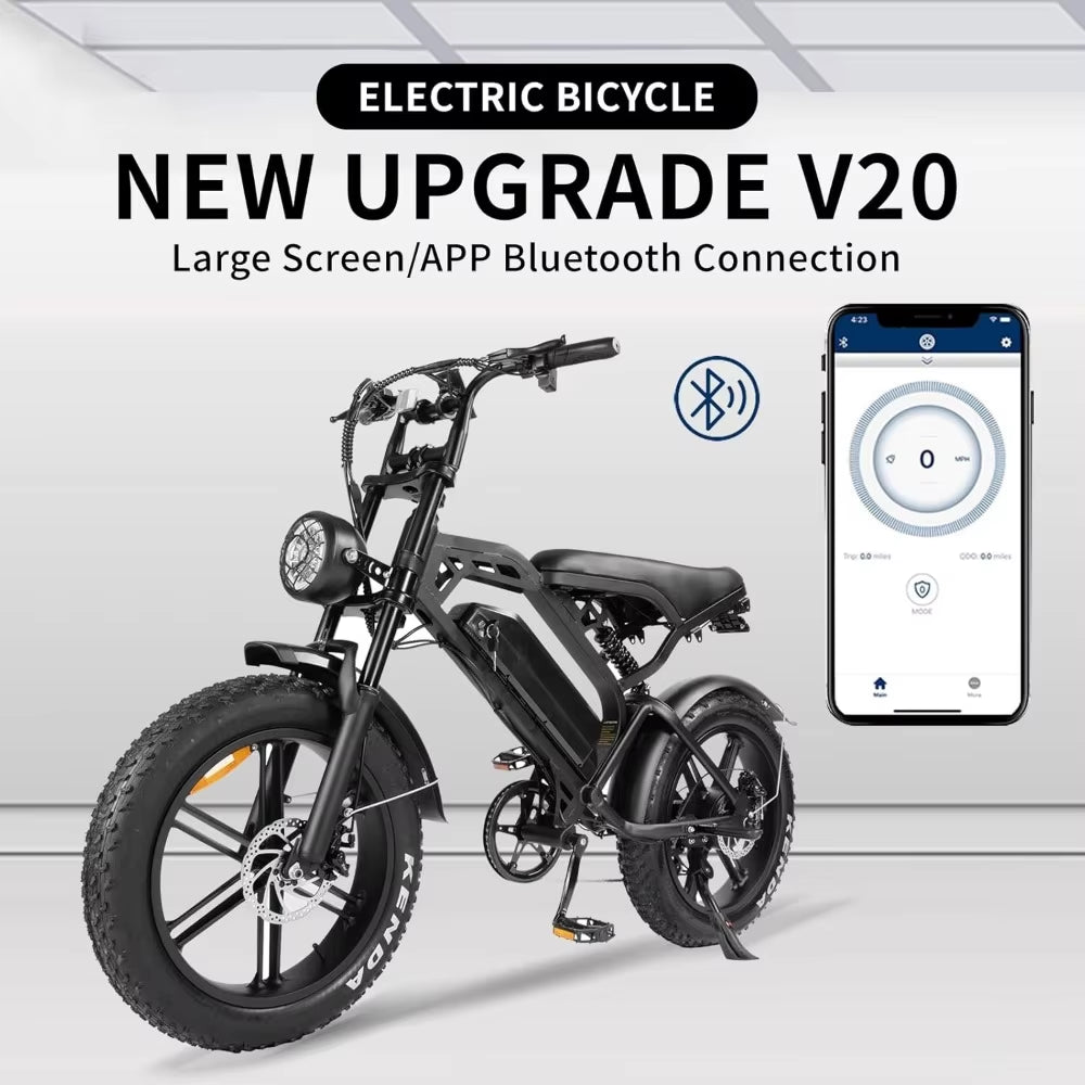 Electric Bike for Adults, 20 Inch Fat Tire Ebike with 1000/1500W Brushless Motor, 48V 15.6/18.2Ah Removable Battery