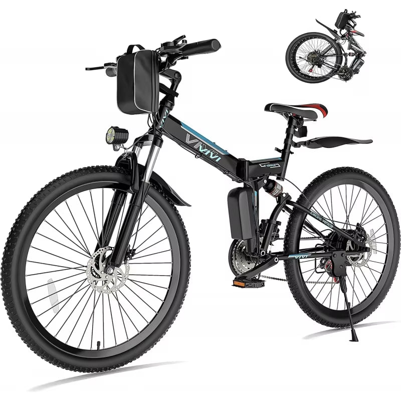 Qvivi for Adults 750W Peak Folding Mountain Bike 26'' Commuter Ebike 21.7MPH Adult Electric Bicycl