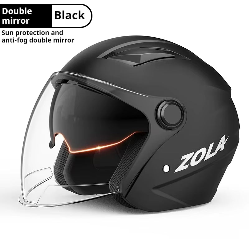 National Standard Electric Bike Helmet Anti-Fog Warm Boy Electric Scooter Korean Locomotive Style Double Lenses Rid Full Helmet