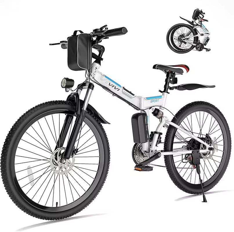 Qvivi for Adults 750W Peak Folding Mountain Bike 26'' Commuter Ebike 21.7MPH Adult Electric Bicycl