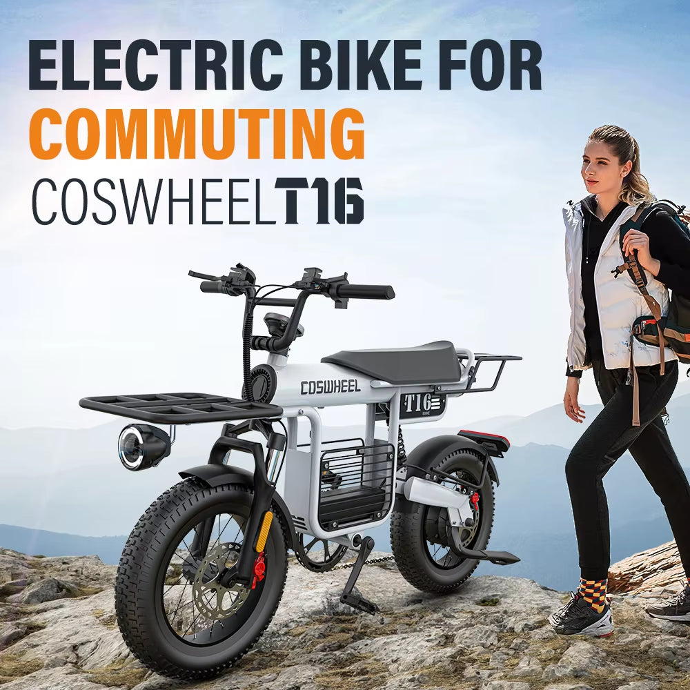 Electric Bike T16 Adult Mountain Ebikes Road Ebike 1000W 48V 20AH Fat Tire Cycling Outdoor City Commuting Electric Bike